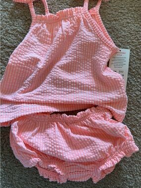 Cat & Jack Pink Seersucker Tank and Bloomers Set